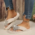 thumbnail image 4 of Iyufng Women's Fuzzy Plush Thong Slippers Sparkly Rhinestone Bow Decor Soft Cozy Indoor House Flip Flop Slides, 4 of 8