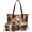 Brown, variant on Women Multi-colored Tote Bag Elegant Retro Shoulder Purse 2 Pcs Set Leather Handbag Work Shopper Patchwork Wallet