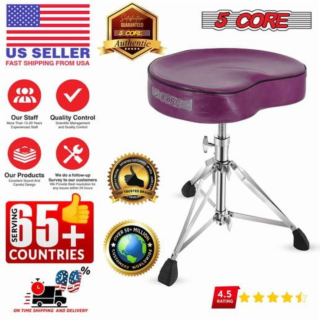 Drum Throne Padded Guitar Stool Saddle Drummer Seat for Adults and Kids - Purple