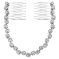 thumbnail image 4 of Miallo Sparkling Bridal Hair Accessory Silver - Rhinestone Back Chain for Bride - Simple Crystal Headpiece for Women, 4 of 7
