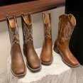 thumbnail image 5 of Dakaela Cowboy Boots for Women Mid Calf Western Cowgirl Booties Embroidery Square Toe Pull on Boots, 5 of 8