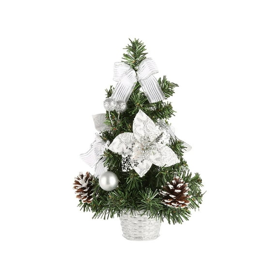 Mini Christmas Tree for Tabletop – 12in Artificial Tree with Ornaments & Pinecones – Small Holiday Decoration for Home, Office, Dorm