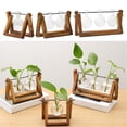 thumbnail image 2 of veasfak Jardinière en Verre Terrarium avec Support en Bois Rétro et Support Pivotant en Métal Style7, 2 of 9