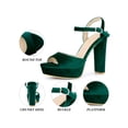 thumbnail image 4 of BLISSFUL STEP Women's Block High Heels Ankle Strap Platform Heel Sandals Green (Size 7), 4 of 7