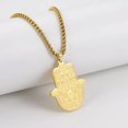 thumbnail image 5 of Fatima's Hand Lotus Pendant Necklace Stainless Steel Amulet Jewelry Gift, 5 of 9