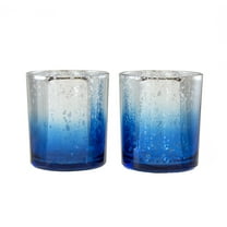 Beachcombers Set Of 2 Blue Ombre Glass Votive  Multi