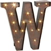 The Gerson Company 12" High Lighted Metal Letter "W", Rustic Brown