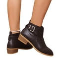 thumbnail image 6 of Willtoo Women Ankle Boots Metal Buckle Strap Low Block Heel Chelsea Booties Round Toe Side Zipper Short Boots Fashion Casual Shoes, 6 of 6