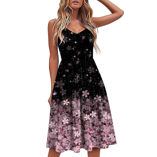 Moda mujer vestidos verano impresión Casual cuello en V sin mangas vacaciones Mini vestido Fridja hjkh6000