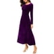 thumbnail image 2 of Vestido Urban CoCo de manga larga, terciopelo fruncido, elástico, morado, 2 of 6