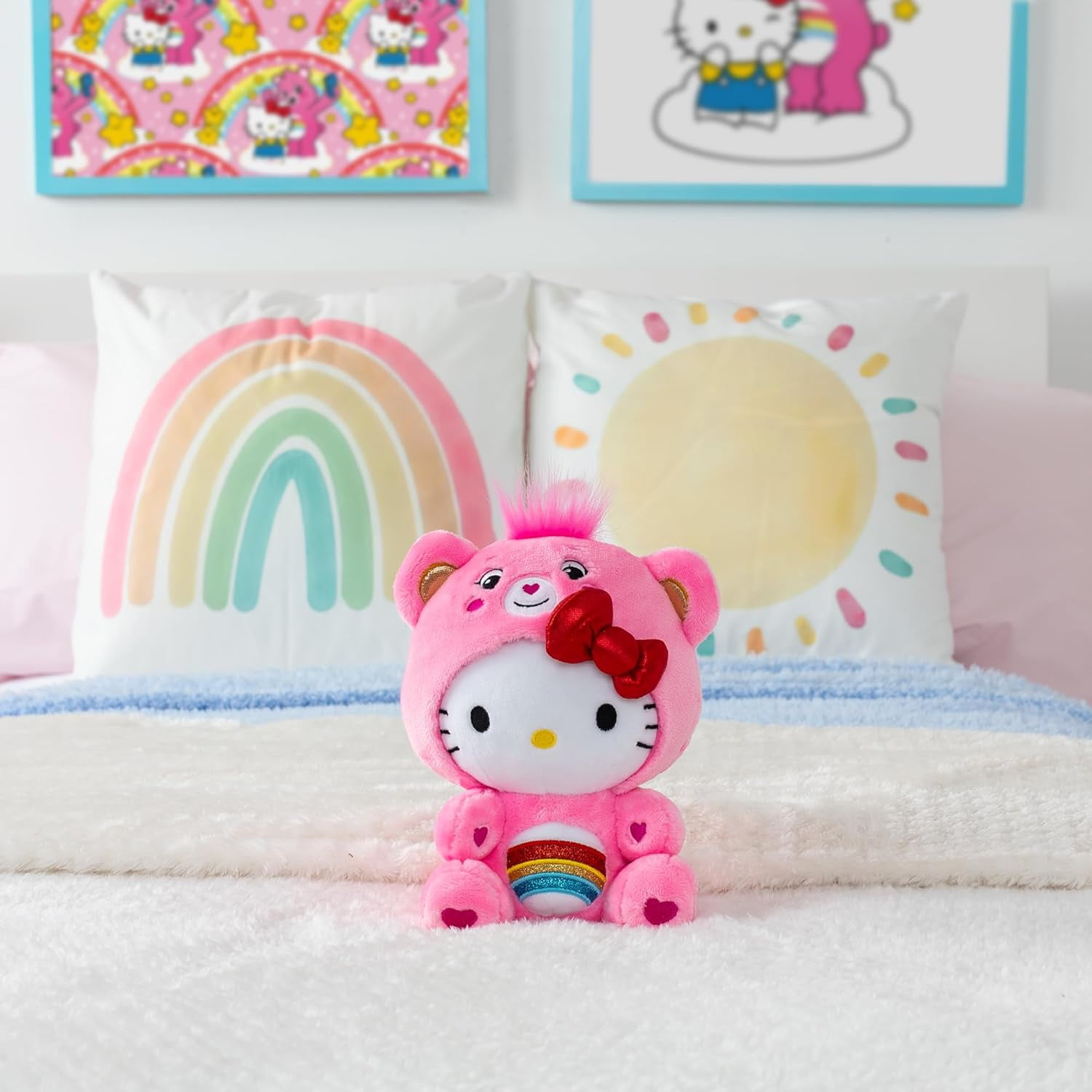 Hello Kitty x Carebear 9" Hello Kitty Dressed As Cheer Bear