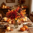 thumbnail image 2 of SLYNSHome Artificial Fall Pumpkin Floral Bouquet,Orange Faux Sunflower Maple Berry Flower Stems, Harvest Tabletop Arrangement For Thanksgiving Indoor Home Mantel Decor, 2 of 6