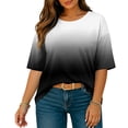 thumbnail image 6 of Qulqfy Tie Dye Graphic Tees For Women Scoop Neck Fall Plus Size 3/4 Length Sleeve Boho Spring Casual Comfy Knit Dressy Womens Tops Summer 2XL, 6 of 8
