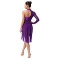 thumbnail image 2 of MSemis Women Modern Lyrical Dance Dress Single Sleeve Ballet Ballroom Dresses Purple M, 2 of 5