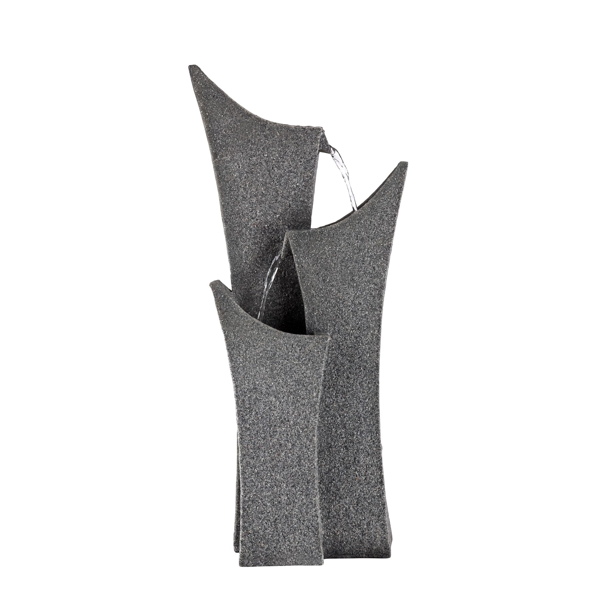 Exton 31" High Large Modern Zen Indoor Outdoor Decor Gray Faux Stone Floor Fountain 3-Tier Outside Garden Patio