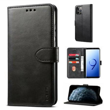 Dteck Case for Apple iPhone 13 Pro Max 6.1-inch,Luxury PU Leather Wallet Case Card Holder Kickstand Flip Magnetic Shockproof Hybrid Rubber Cover for iPhone 13 Pro Max,Black