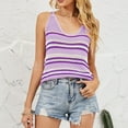 thumbnail image 4 of HBFAGFB Womens Tank Tops Spring Summer V Neck Stripe Color Blocking Knitted Trendy Vest Purple Size S, 4 of 8