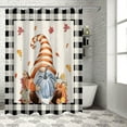 thumbnail image 5 of Fall Shower Curtain Fall Gnome Shower Curtains for Bathroom Autumn Pumpkin Black Buffalo Plaid Bath Curtains Sets with Hooks for Autumn Thanksgiving Seasonal Decor Waterproof Extra Long 72" X 84", 5 of 6