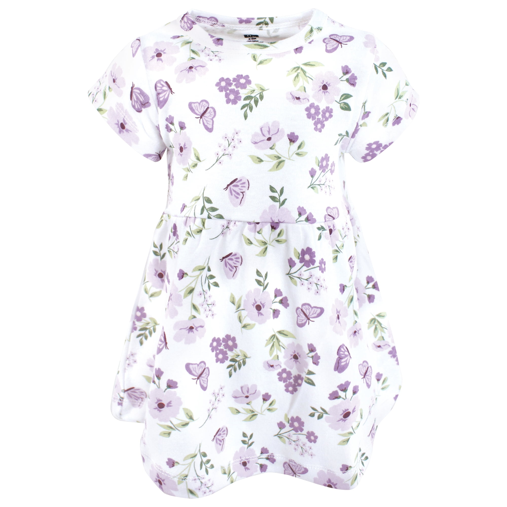 Hudson Baby Girls Cotton Dresses, Purple Butterfly Floral, 5T
