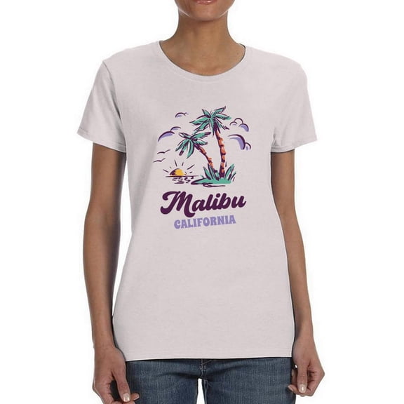 Malibu California Watercolors T-Shirt Women -Smartprints Designs, Female x-Large