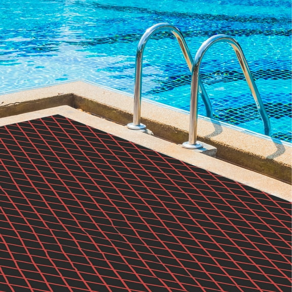 ToppiJoy 94.5*35.5in EVA Boat Flooring Foam, Rhombic Pattern Non-Slip Grip Mat Supports Free Cutting, Self-Adhesive Flooring for Motorboat RV Yacht Kayak Swim Platform(Black Red)