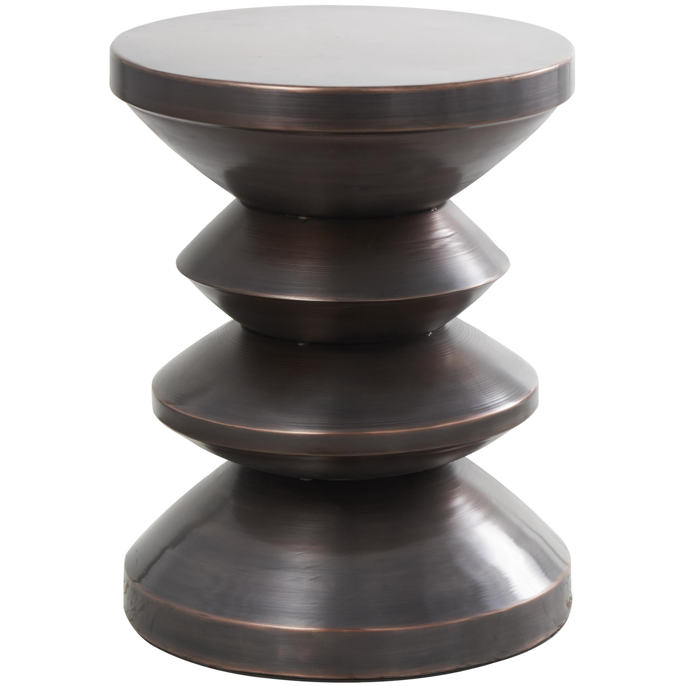 DecMode 14" x 18" Copper Metal Art Deco Inspired Geometric Accent Table, 1-Piece