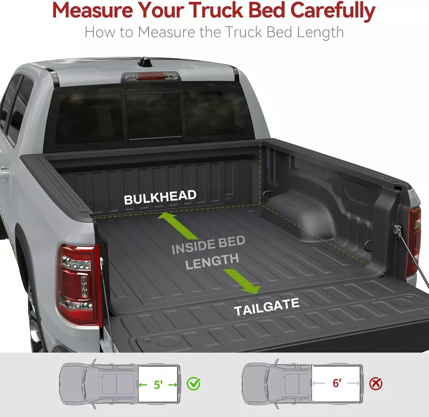 RVNI 3 Fold 5FT Hard Truck Bed Tonneau Cover For 2015-2023 2024 Chevy Colorado GMC Canyon