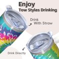 thumbnail image 4 of 20oz Travel Tumbler Stainless Steel With Handle Insulated Double Wall Geometric Print Leak Proof Lid Includes Straw, 4 of 5