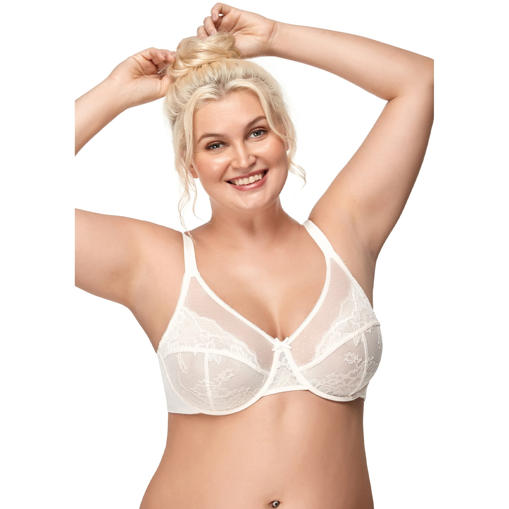 HSIA Plus Size Bras for Women Full Coverage Back Fat Underwire Minimizer Bras 2 Pack(Black+White)