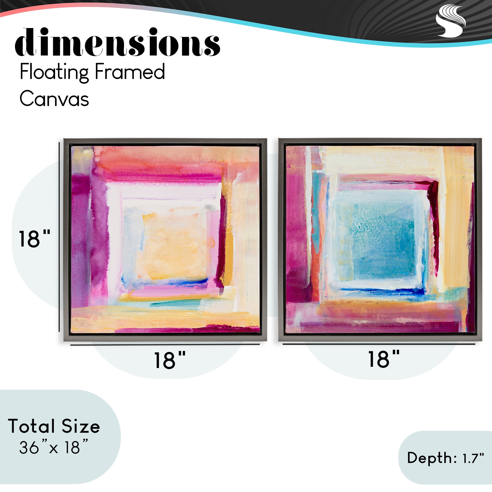 Stupell Industries Pink & Yellow New Day 2 Piece Gray Framed Floater Canvas Set, design by Lanie Loreth