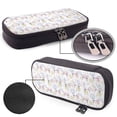 thumbnail image 4 of Picia Hand Drawn Rabbit Pattern Large Capacity PU Leather Pencil Case Organizer Pen Marker Holder Double Zipper Storage Bag Big Pencil Pouch for College Office, 4 of 6