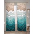 thumbnail image 5 of Sheer Curtains 84 Inches Long 2 Panels Set for Living Room, Turquoise Ombre Stripe Semi Sheer Curtains for Windows, Abstract Summer Beach Coastal Voile Window Treatments Rod Pocket Curtain, 5 of 7
