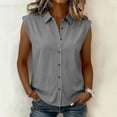 thumbnail image 2 of ClodeEU Women's Striped V Neck Cap Sleeve Button Down Shirt,Casual Summer Collared Blouse Black,Women's Plus L, 2 of 8