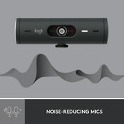Logitech Brio 500 Full HD Webcam with Auto Light Correction, Noise Reduction, Privacy Cover, Graphite