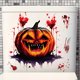 thumbnail image 1 of ¡Ofertas de decoración de Halloween! Adhesivo de baño con colmillos de calabaza sangrientos. Adhesivo decorativo de pared para baño aterrador., 1 of 7