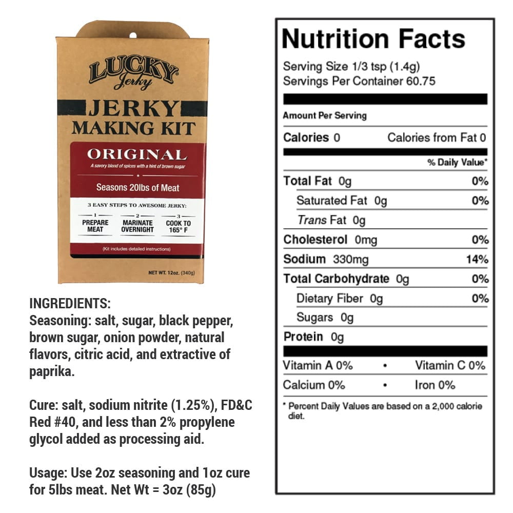 Lucky Beef Jerky DIY master pack - 4 flavors (Peppered, Teriyaki, Original, Red Pepper) - Seasoning it for 80 lbs of meat