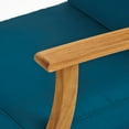 thumbnail image 6 of Capri Outdoor Teak Finished Acacia Wood Club Chairs with Blue Water Resistant Cushions, Set of 2, 6 of 9