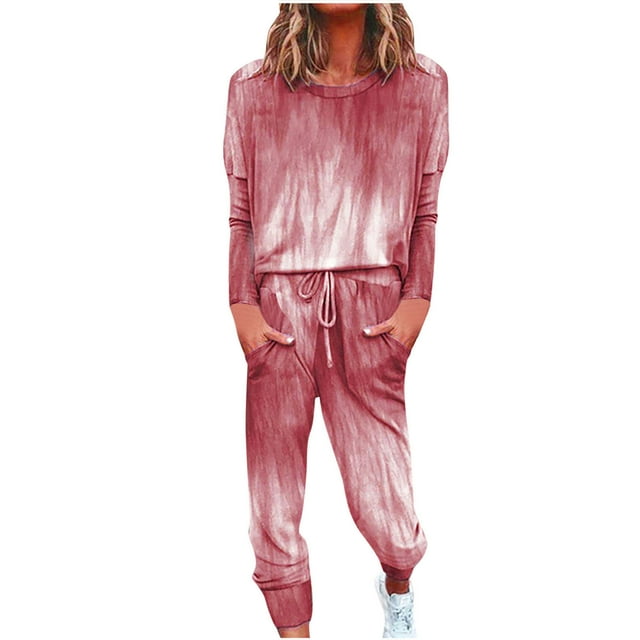 Ensemble de Survêtement 2 Pcs pour Femme, Haut à Col Ras du Cou à Manches Longues, Pull à Cordon, Pantalon de Survêtement Long, Tenues de Sport, Ensembles de Détente