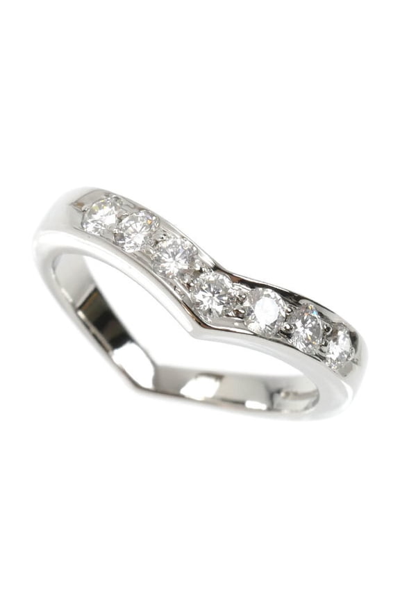 Pre-Owned TIFFANY & Co. Pt950 Platinum V-Band Half Circle Eternity Ring with... (Good)