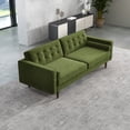 thumbnail image 3 of Kearney Mid-Century Tufted Tight Back Velvet Upholstered Sofa in Olive Green, 3 of 6