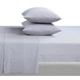 thumbnail image 5 of Feather and Stitch New York 4-Piece 300 Thread Count Grey Stripe 100% Cotton Percale Sheet Set, Queen, 5 of 5