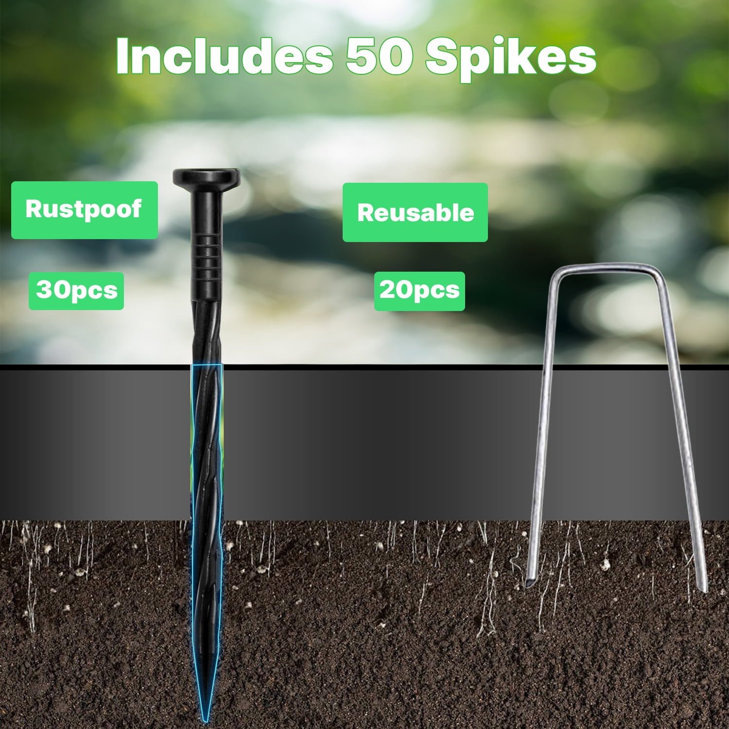 KORALAKIRI Landscape Edging Kit, 33ft Garden Edging Border 3.9 Inch Tall with 50 Pcs Spikes, Edging for Landscaping, Garden, Black