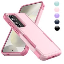 For Galaxy S24 Case, 2 in 1 Heavy Duty Armor Shockproof Cases,Hisdou Hybrid Dual Layer Rubber Drop Protection Grip Plastic Bumper Sturdy Phone Cover for Samsung Galaxy S24 6.2"-Pink