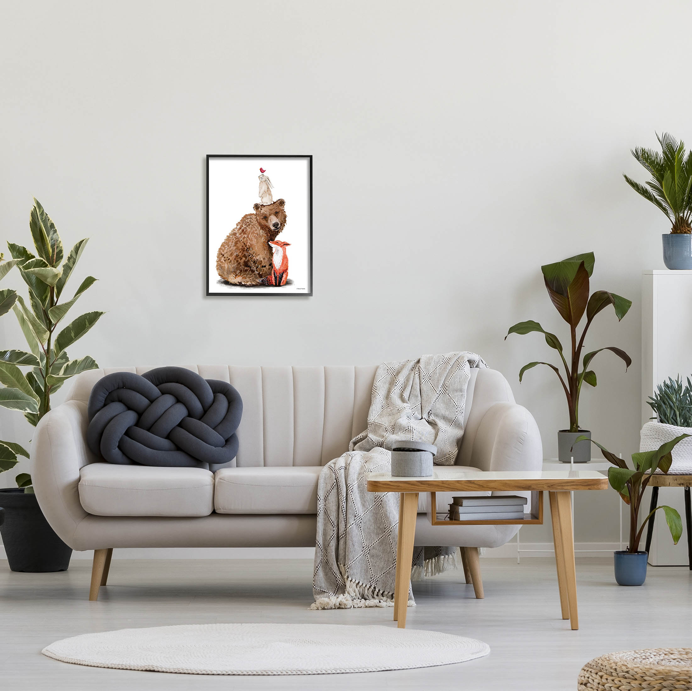 Stupell Industries Woodland Creatures Nature Animals Graphic Art Black Framed Art Print Wall Art, Design by Rachel Nieman