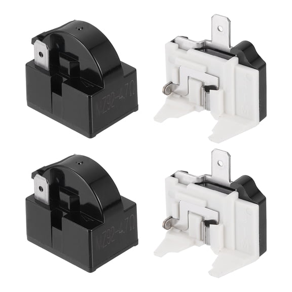 2 Set PTC Refrigerator Starter Relay 4.7 Ohm 2 Pin and 1/2HP Overload Protector QP2-MZ92