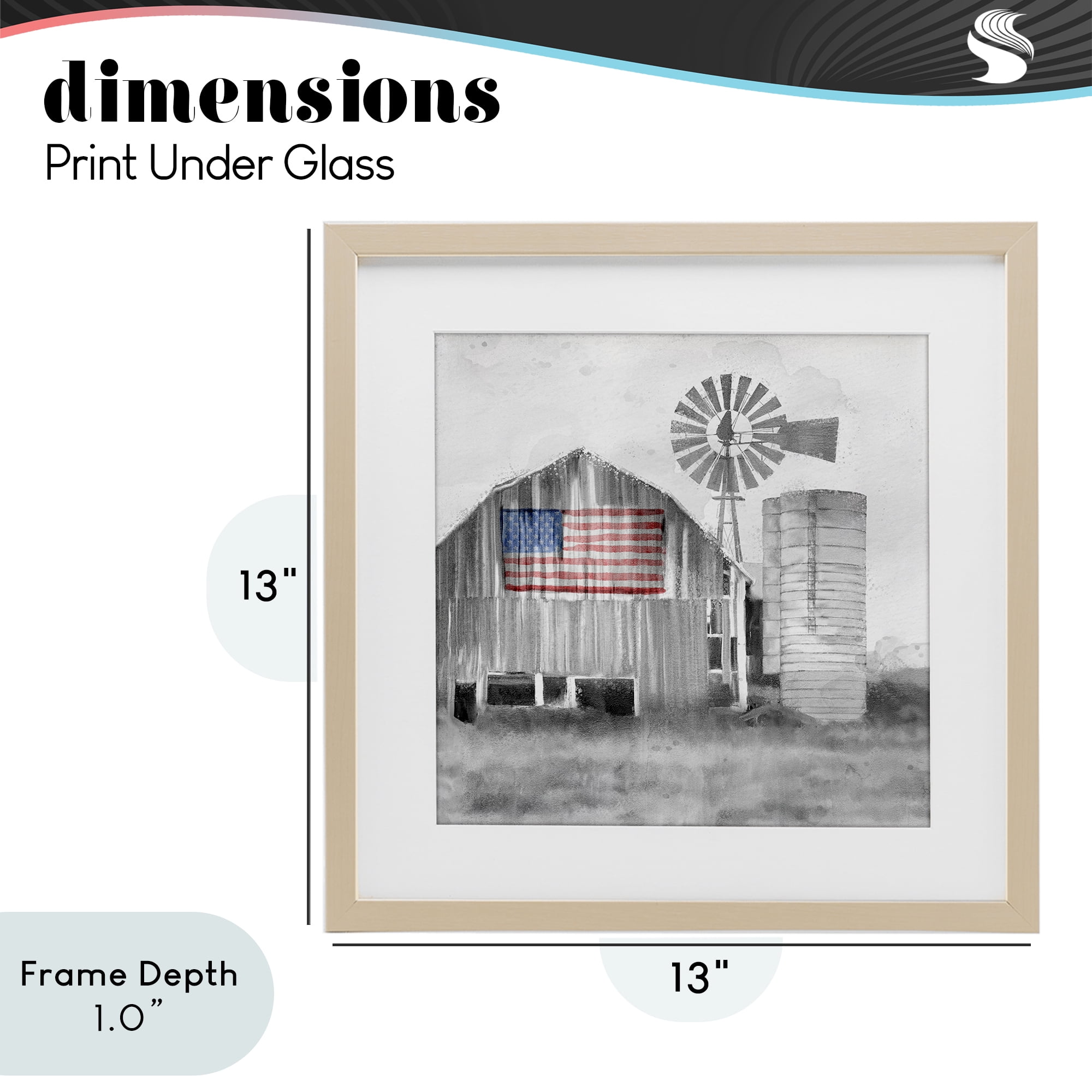 Stupell Industries Grandfather's Barn with Flag Birch Framed Print Under Glass, design by Kim Allen
