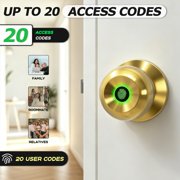 Upgrade Luxe Gold Biometric Door Knob Smart Lock Fingerprint & Key & App Control