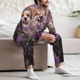thumbnail image 7 of Sikiie Dog in Lavender Flowers Mens Pajama Set, Soft Warm Long Sleeve Sleepwear, Cozy Button-Down Pjs for Men-Large, 7 of 7