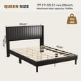thumbnail image 2 of EDX Queen Size Upholstered Platform Bed Frame with Padded Wingback Headboard, Modern Accent Bedroom Furniture, Black PU Leather, 2 of 7