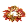 thumbnail image 2 of Bcylexb Fall Candle Ring Wreaths, 10.2" Artificial Maple Leaf Mini Wreaths Autumn Harvest Thanksgiving Pillar Candle Centerpiece Decor, 2 of 6